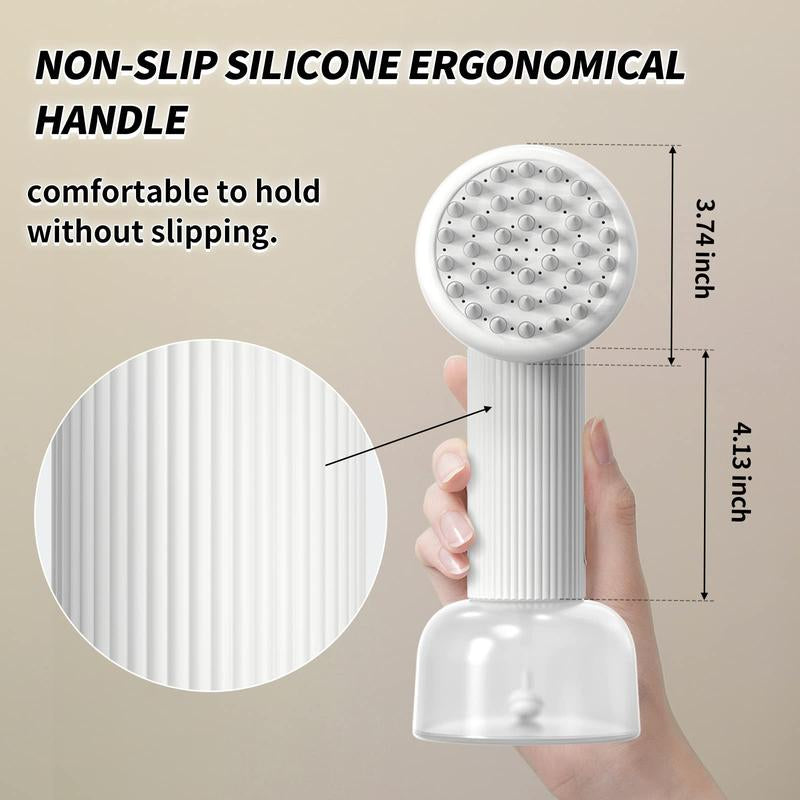 Uahpet Auto-Foaming Dog Bath Brush, No Pre-Wetting Dog Shampoo Brush with Soap Dispenser, a Button Lather up Bath Brush for Dogs Cats, Wireless Pet Bath Brush Scrubber Suds up Dense Foam Quickly